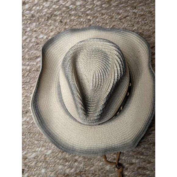 Boho 100% Paper Unisex Cowboy Western Festival Rodeo Sun Hat Lucky 7 - Picture 4 of 11